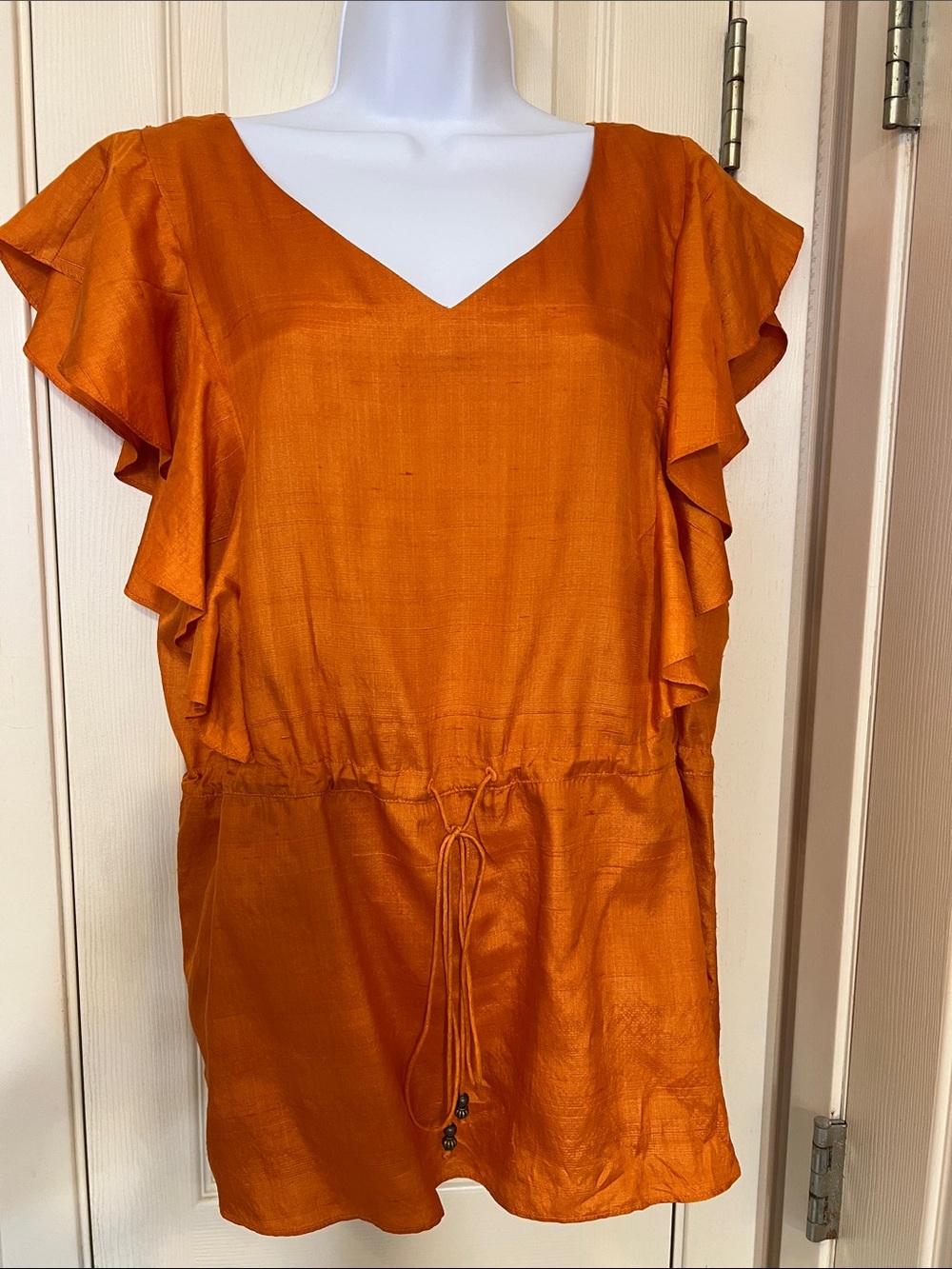 Ralph Lauren Orange Silk Top with Green Label